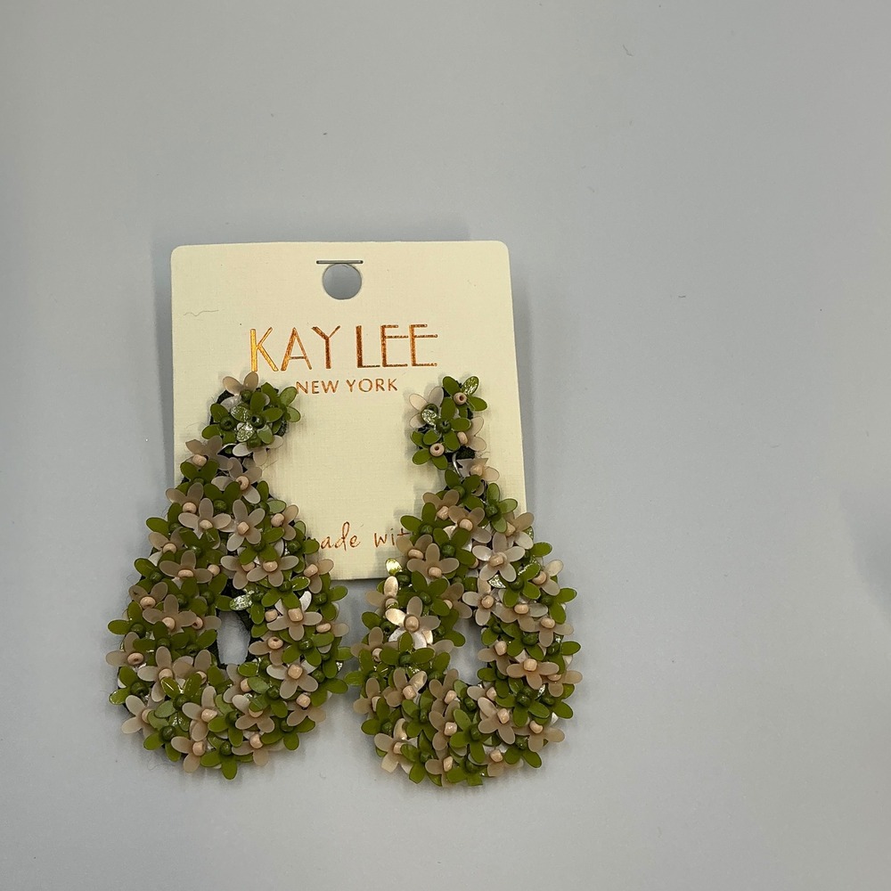 Kay Lee New York Floral Teardrop Dangle Earrings Statement Fashion Jewelry‎